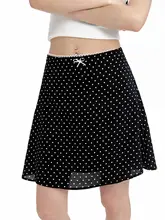 レトロな黒の水玉模様のハイウエストAラインスカート【女性用・夏用・体型カバー】