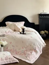 蝶刺繍付き ブランケット4点セット【秋冬用・厚手・1.8mベッド対応】