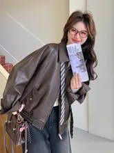カフェブラウンのレザージャケット【バイクスタイル・春秋用・女性用】