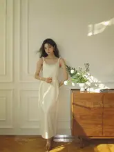 パールネックデザインのキャミソールマキシワンピース【エレガント・ウエストシェイプ・フレンチスタイル 】