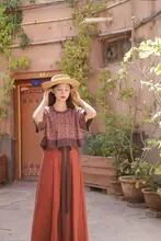 橘色の小馬柄 唐褙子【半袖・春夏用・日常着・レディース】