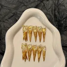 高級感あふれる長持ちネイルチップ【手作り・パーティー向け・美しい星河デザイン】