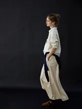 美しい通勤用ロング丈Aラ  インスカート【レトロ風・黄色・ウエストシェイプ】