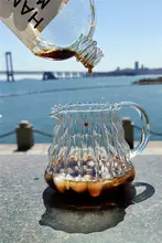 コーヒーポット ハンドドリップシェアポット 家庭用 高ボラン硅酸ガラス 雲ポット 縦縞ポット カボチャポット