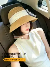 夏用ビーチ草帽【折りたたみ可能・通気性・紫外線対策・レディース】