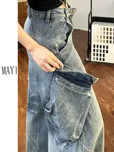 美しいデザインのヴィンテージ風デニムパンツ【直筒・ワイドレッグ・夏用】