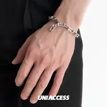 U型ブレスレット【男女兼用・個性的なデザイン・太めのチェーン】