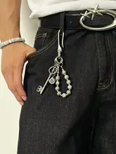 ハンドメイドビーズ付きキーリング【ヴィンテージスタイル・洗練されたデザイン】