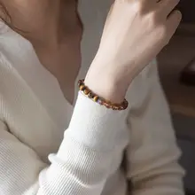 シンプルなデザインの男女兼用ブレスレット【イエローストーン・925シルバー】
