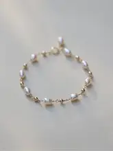 14Kゴールドフィルド 淡水パールとゴールドビーズのブレスレット【華やかなデザイン・通勤用】