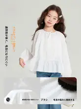 春季新作 子供用ブラウス【甘いデザイン・リボン付き】