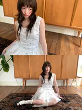 網状のパールホワイトペドロパンUネックノースリーブ星柄ドットポンポンスカートプリンセスワンピース
