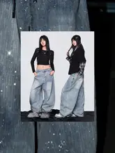 ストリートスタイルのサイバー風デニムパンツ【個性的なデザイン・カジュアル用】（セットアップ対応）