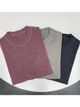 水洗染色の復古風街頭スタイル・背面ロゴ入りショートスリーブTシャツ