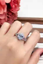 S925純銀製のオーバルダイヤモンドリング【八心八矢デザイン・ジルコニア使用・ウェディングジュエリー】