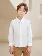 男児用長袖白シャツ【小学生用・春秋季・演出服】（セットアップ対応）