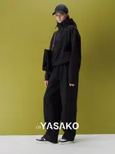 YASAKO 立体感のあるフード付きスウェット＆パンツセット【デザイン切り替え・裏起毛・ルーズフィット】