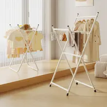 多機能折りたたみ式室内用ハンガーラック【簡易設置・床置き・バルコニー用】
