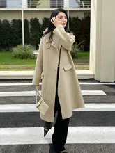 高級感あるダブルフェイスコート【女性用・中長丈・イエロー・ウール素材】