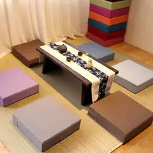 麻製 おしゃれな冬用クッションマット【洗濯可能・方形・リビング・寝室用】