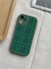 グリーンチェック柄レトロ風スマートフォンケース【iPhone・Huawei・Xiaomi・OnePlus対応】