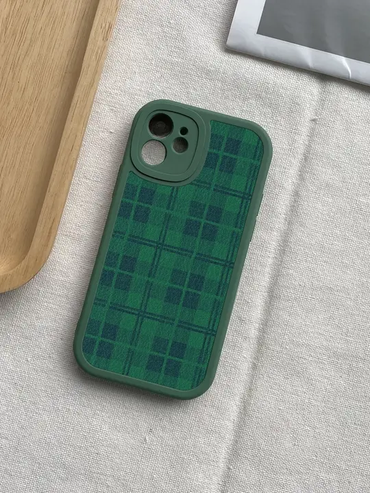 グリーンチェック柄レトロ風スマートフォンケース【iPhone・Huawei・Xiaomi・OnePlus対応】