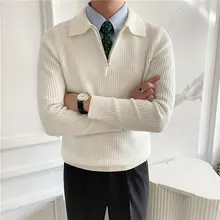 メンズ英倫スタイル 半袖ポロシャツ【ハーフジップ・ニット・ワッフル生地・フィット】