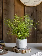ミニ竹の葉の盆栽 偽の花 グリーン装飾 プラスチック ホーム オフィス