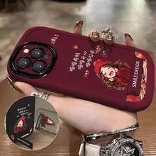 iPhone用ケース【酒紅色・シリコン製・防摔・カートゥーンデザイン・個性的】
