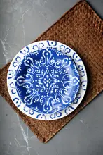 水墨ブルーシリーズ陶器製パスタ皿・ステーキ皿・洋食プレート【上質なデザイン・釉下彩】