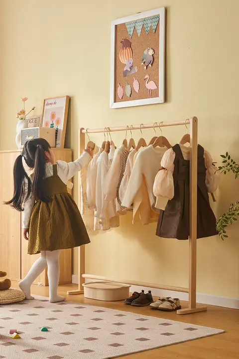 ハンガーラック 子供 部屋 木製 スタンド 折りたたみ式