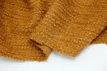 デザイン性のあるストレッチ カーキ色のストライプニットウール生地【カーディガン用】