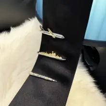 エレガントなデザインのネクタイピン【ギフトボックス付き・クリエイティブなペン・飛行機・船のモチーフ】