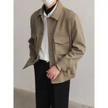 秋冬用 メンズ ワッフルジャケット【ルーズフィット・翻領・おしゃれ工装スタイル】