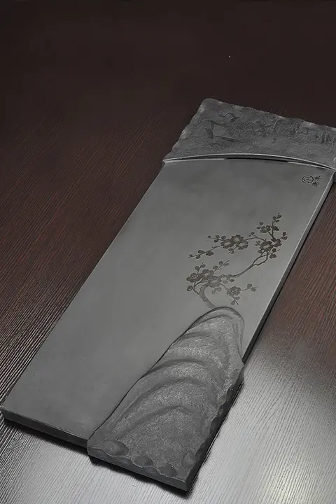黒金石製の茶盤【排水機能付き・功夫茶具用・大中小サイズ対応】