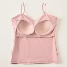 綿100% ワンショルダー女性用タンクトップ【胸パッド付き・インナー・カジュアルスタイル・ウエストまでの丈】