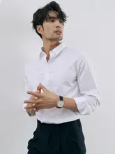 ビジネス用 長袖シャツ【抗しわ・上質なデザイン・薄灰色】