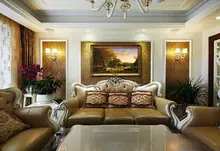 古典欧式風景油絵【ピクニック・厚みのあるフレーム付き・リビング・レストラン用装飾】