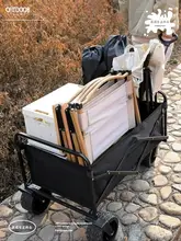 アウトドア用 折りたたみキャンプカー【大容量・ハンドル付き・テーブル付き】