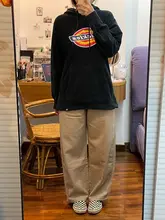 カジュアルで快適！ワイドレッグデニムパンツ【カーキ・大きいサイズ・フィット】