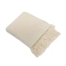 シンプルモダンニットブランケット【ホワイト・ベージュ・一人用ソファ用・昼寝用】