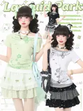 短袖Tシャツ【Y2Kスタイル・レイヤード風・夏用】（セットアップ対応）