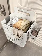 折りたたみ式のバスルーム用ランドリーバスケット【家庭用・収納バスケット】