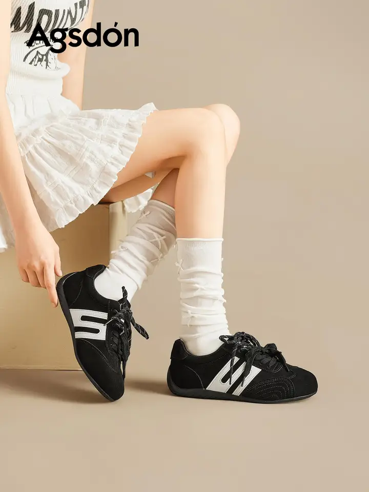 黒いレトロデザインの厚底バレエシューズ【女性用・夏用・スポーツスタイル】