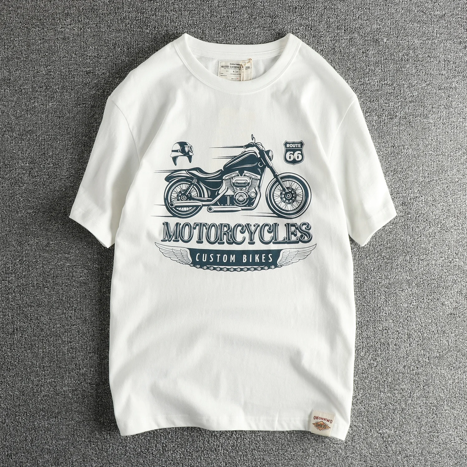 80年代 バイク レーサー レトロデザイン メンズ Tシャツ：コットン製のモーターサイクル風味を再現