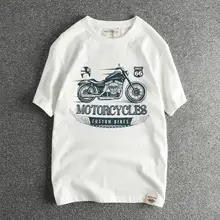 バイクプリント半袖Tシャツ【コットン・レトロデザイン・メンズ】