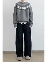 デニムパンツ ユニセックス ウォッシュデニム カラーブロック アメカジ ヴィンテージ ルーズ ワイド カーブドシルエット きれいめ 春