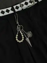 キーホルダー クラックストーン チェーン ホワイト アメリカンスタイル クリーンフィット ヴィンテージ 上品 ウエストアクセサリー 「KGSC」