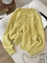 ゆったりとしたニットカーディガン【ハンド刺繍・ラウンドネック】
