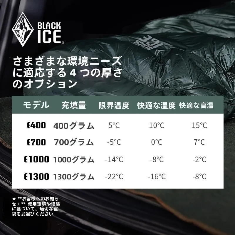 アウトドア用寝袋 白鹅绒エンベロープタイプ ファミリー向けの保温性能と連結設計